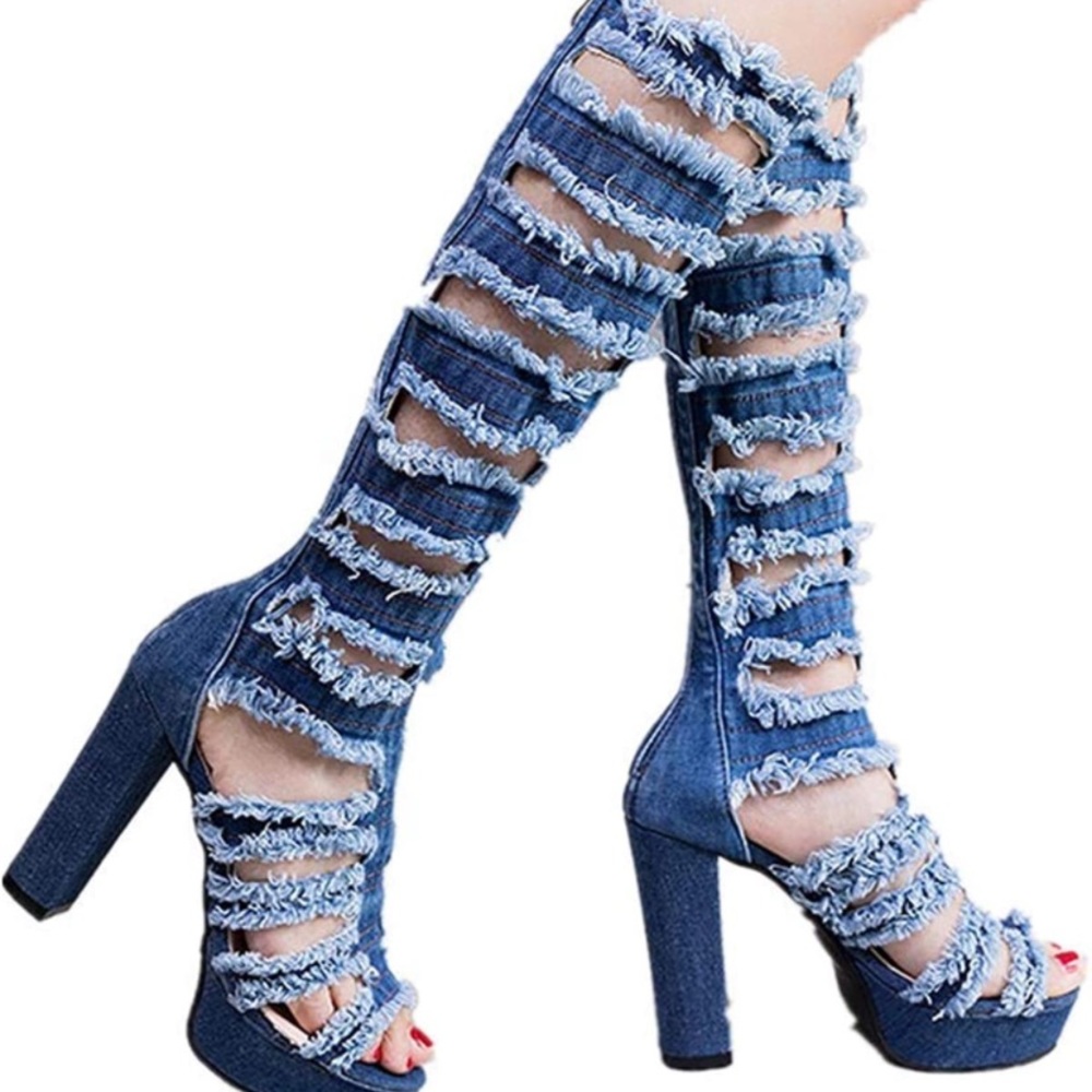 Denim heels